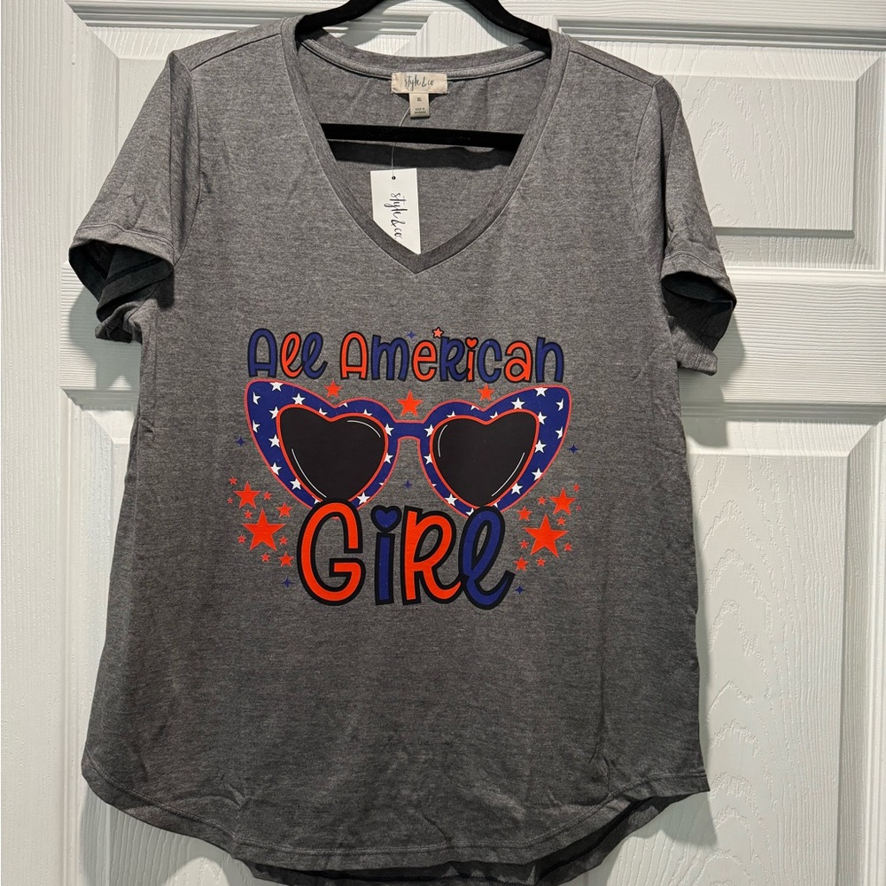 New style and company top with new transfer All American Girl
